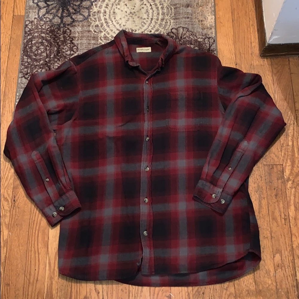 Mens L Flannel Button Up